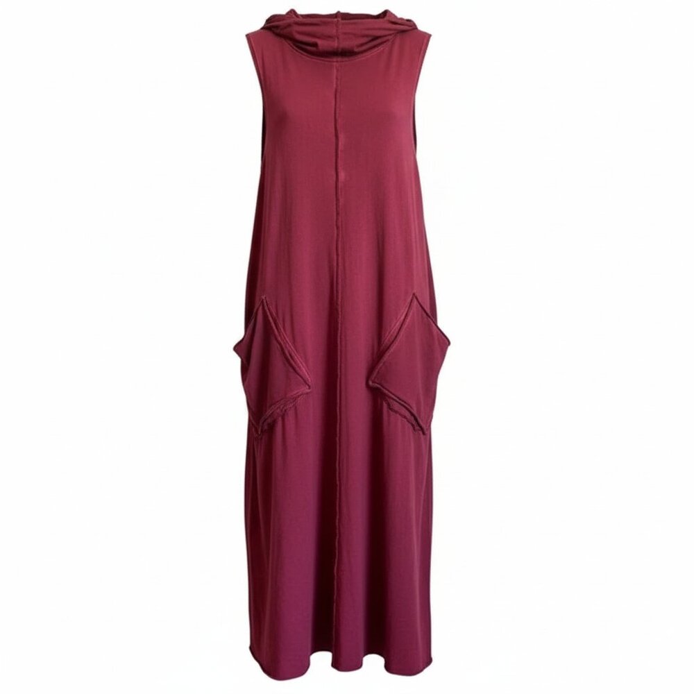 Inizio Lagenlook Burgundy Cowl Neck Midi Dress Wearable Art Teacher outfit